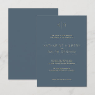 Simple Modern Midnight Blue Wedding Invitation