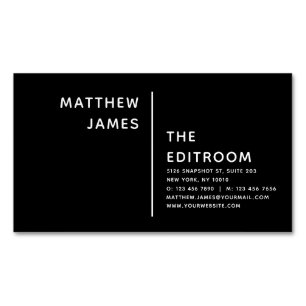 Simple Modern Minimal Black White Custom Magnetic Business Card