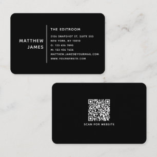 Simple Modern Minimal Black White QR Code Business Business Card