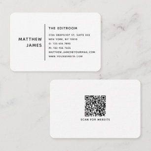 Simple Modern Minimal Black White QR Code Business Card