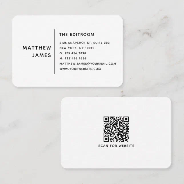 Simple Modern Minimal Black White QR Code Business Card | Zazzle