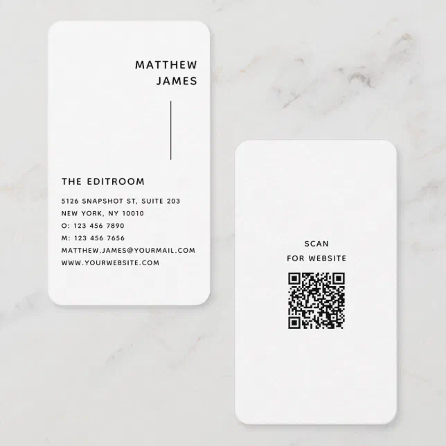 Simple Modern Minimal Black White QR Code Business Card | Zazzle