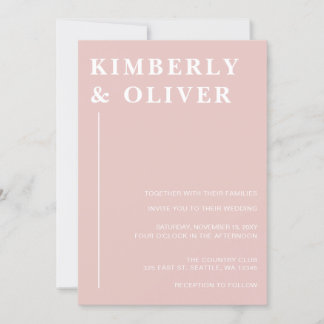 Simple Modern Minimal Blush Wedding Invitation