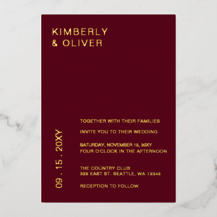 Simple Modern Minimal Burgundy Wedding