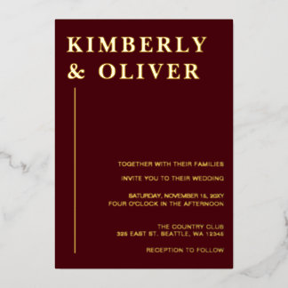 Simple Modern Minimal Burgundy Wedding