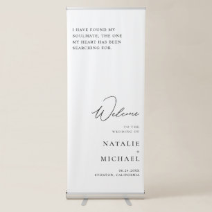 Simple Modern Minimal Calligraphy Wedding Welcome Retractable Banner