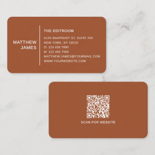 Simple Modern Minimal Cocoa Powder Brown QR Code Business Card