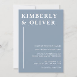 Simple Modern Minimal Dusty Blue Wedding Invitation