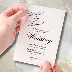 Simple Modern Minimal Elegant Cover Wedding Vellum Invitations