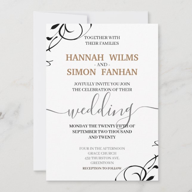 Simple Modern & Minimal Elegant Wedding Invitation (Front)