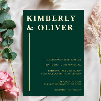 Simple Modern Minimal Emerald Wedding