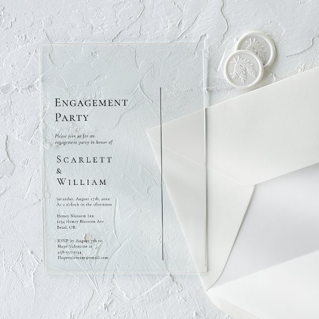 Simple Modern Minimal Engagement Party Acrylic Invitations (Creator Uploaded)