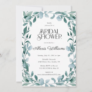 Simple Modern Minimal Eucalyptus Bridal Shower Invitation