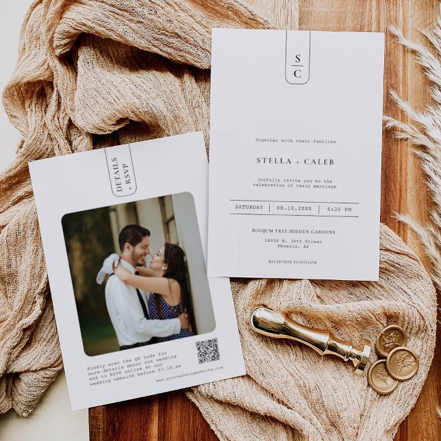 Simple Modern Minimal Geometric Arch QR Code Photo Invitation (Creator Uploaded)