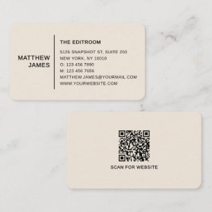 Simple Modern Minimal Golden Pastel Orange QR Code Business Card