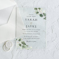 Simple Modern Minimal Green Leaf Wedding