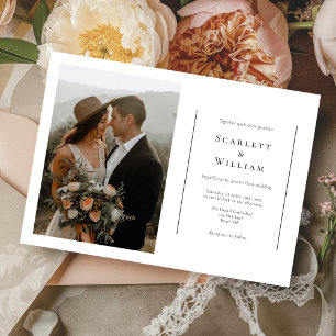 Simple Modern Minimal Horizontal Photo Wedding Invitation