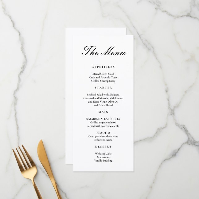 Simple Modern Minimal Menu Classic Script Black (Front/Back In Situ)