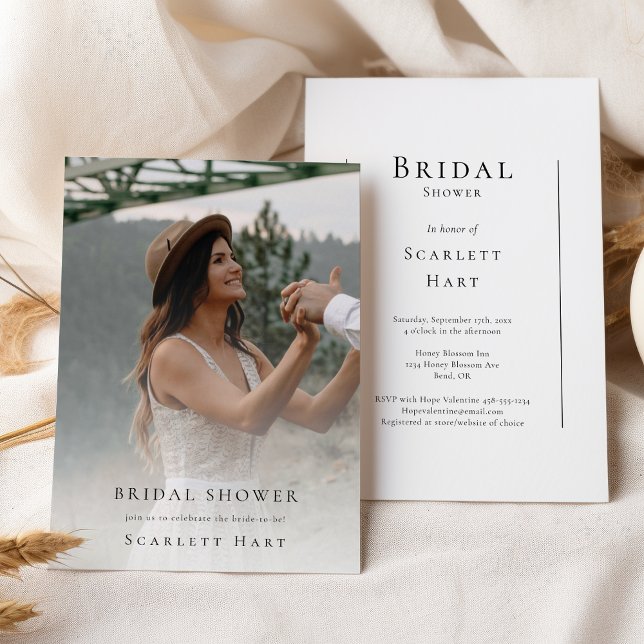 Simple Modern Minimal Photo Bridal Shower Invitation (Creator Uploaded)