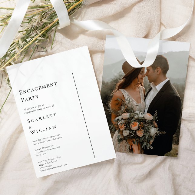Simple Modern Minimal Photo Engagement Party Invitation (Creator Uploaded)