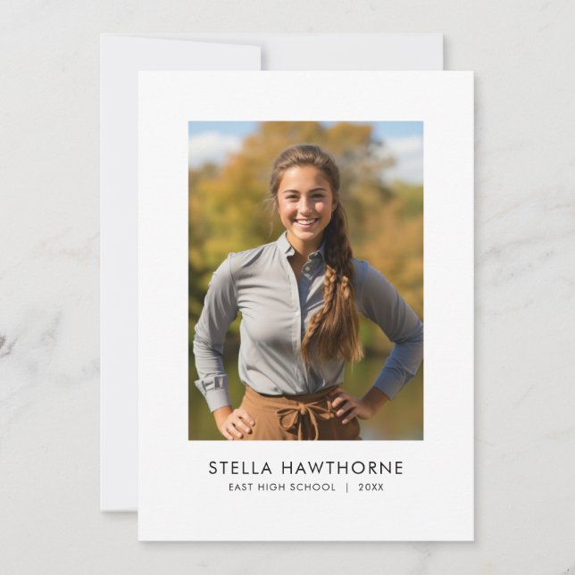 Simple Modern Minimal Photo Graduation Announcement (Front)