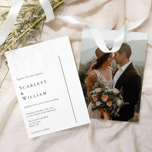 Simple Modern Minimal Photo Wedding Invitation (Creator Uploaded)