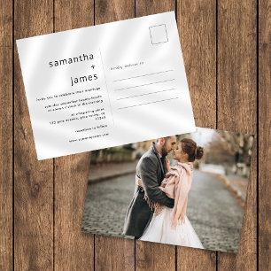 Simple Modern Minimal Photo Wedding Invitation Postcard