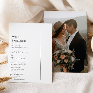 Simple Modern Minimal Photo We're Engaged Invitation