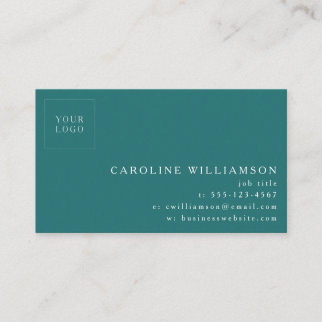Simple Modern Minimal Professional Logo Emerald Business Card (Front)