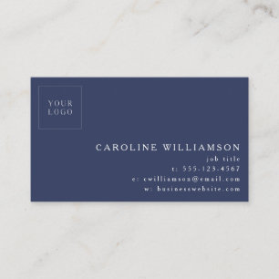 Simple Modern Minimal Professional Logo Navy Blue Business Card