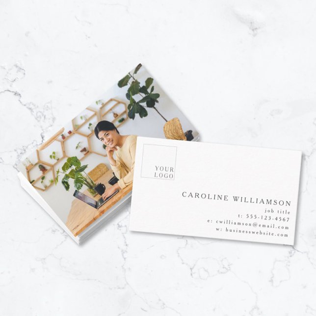 Simple Modern Minimal Professional Logo Photo  Business Card (Creator Uploaded)