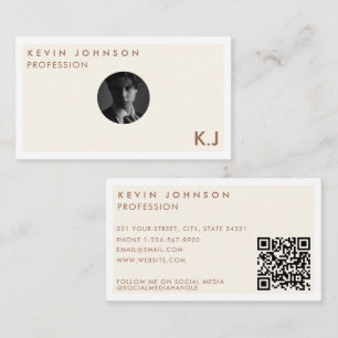Simple Modern Minimal Professional Photo QR code Business Card
