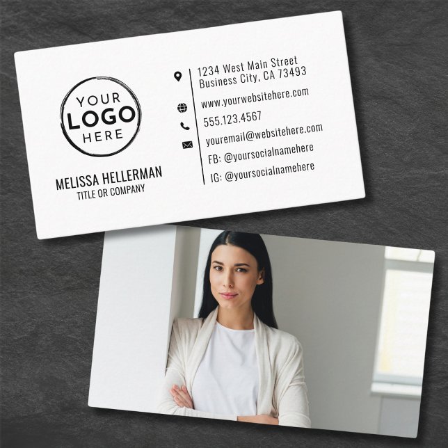 Simple Modern Minimal Professional Photo Your Logo Business Card (Simple Modern Minimal Professional Photo Your Logo Business Card)