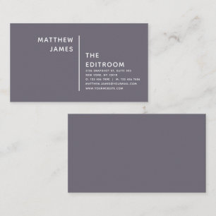 Simple Modern Minimal Purple Grey White Business Card