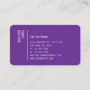 Simple Modern Minimal Royal Purple QR Code Business Card