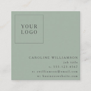 Simple Modern Minimal Sage Professional Logo Square Business Card