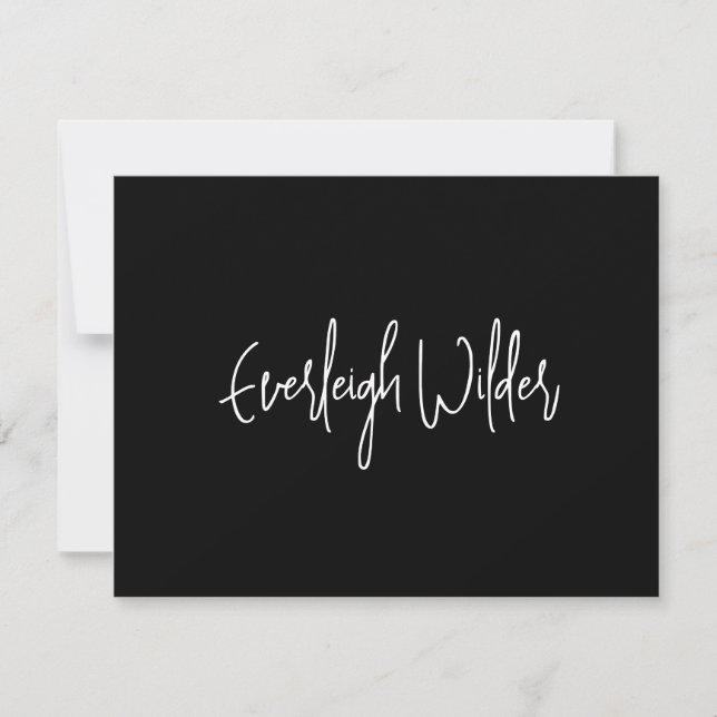 Simple Modern Minimal Script Typography Black Card (Front)
