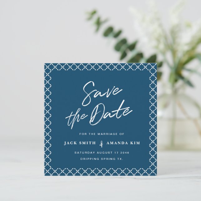 Simple Modern minimal Script Wedding save the date (Standing Front)