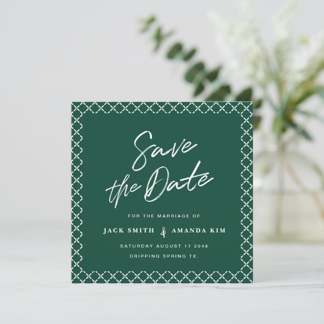 Simple Modern minimal Script Wedding save the date (Standing Front)