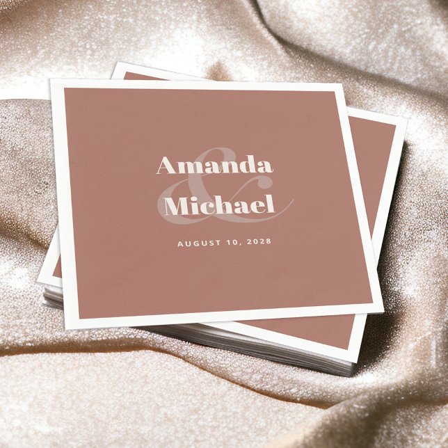 Simple Modern Minimal Terracotta Wedding Napkin (Creator Uploaded)