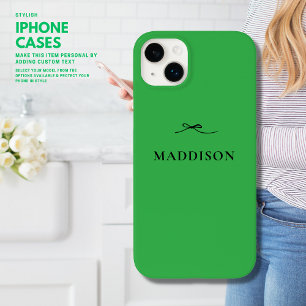 Simple Modern Minimal Trendy Green with Black Bow Case-Mate iPhone 14 Plus Case
