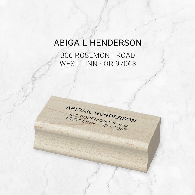 Simple Modern Minimal Typography 10 | Wooden Rubber Stamp (Modern minimal typography wooden return address stamp. Create your own!)