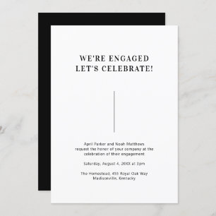 Simple Modern Minimal Typography Black Engagement Invitation