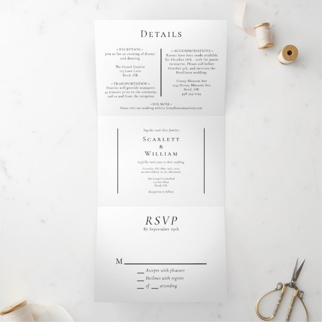 Simple Modern Minimal Wedding All in One Tri-Fold (Inside)