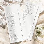 Simple Modern Minimal Wedding Flat Program Programme<br><div class="desc">This simple modern minimal wedding flat program design is a timeless fusion of classic charm and contemporary simplicity. With a focus on minimalist style, this design features clean lines, neutral tones, and a sophisticated black and white palette, ensuring every detail exudes refined simplicity. Whether you're planning a traditional ceremony or...</div>