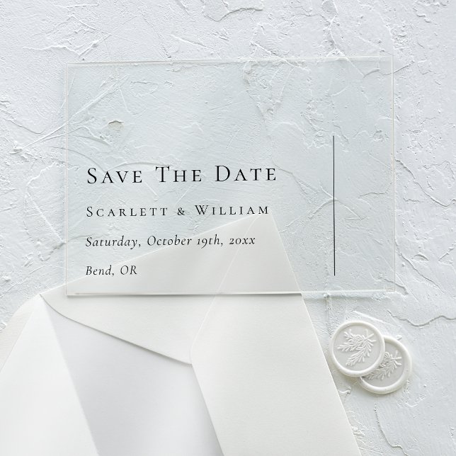 Simple Modern Minimal Wedding Flat Save the Date Acrylic Invitations (Creator Uploaded)