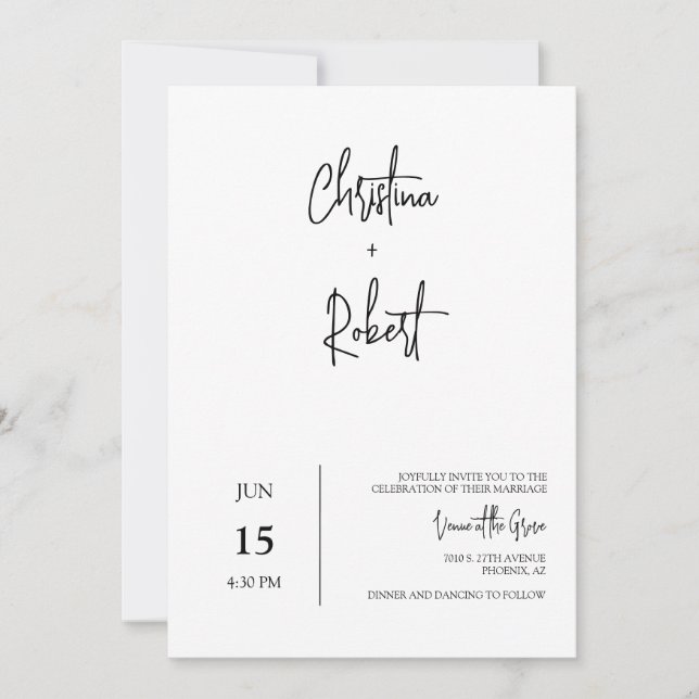 Simple Modern Minimal Wedding Photo QR Code RSVP  Invitation (Front)