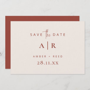 Simple Modern Minimal Wedding Terracotta Script    Save The Date