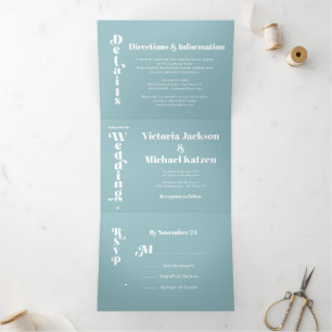 Simple Modern Minimal Wedding Tri-Fold Invitation