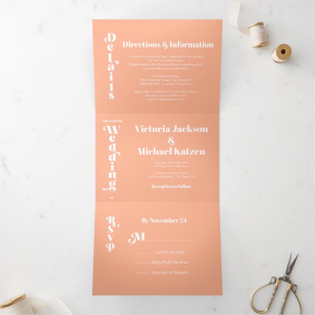 Simple Modern Minimal Wedding Tri-Fold Invitation (Inside)